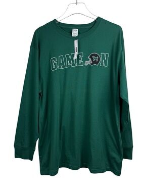 PINK Victoria’s Secret Game On Green Long Sleeve T-Shirt Women’s Size L NWT